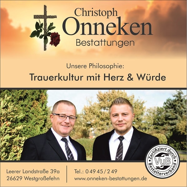 Onneken Bestattungen - Anzeige